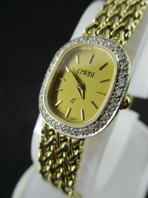 Christ 585 Gold Brillanten Gelbgold Damenuhr Quartz Uhr Swiss Armbanduhr |  eBay