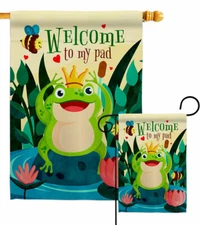 Frog Welcome Garden Flag Bugs & Frogs Friends Decorative Gift Yard House Banner
