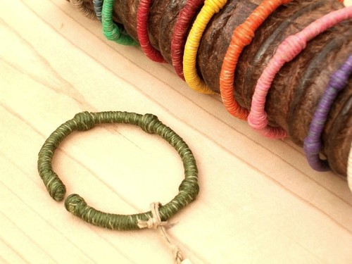 BRACCIALE RIGIDO DONNA IN CANAPA E ACCIAIO 12 COLORI ARTIGIANALE! - Picture 10 of 11