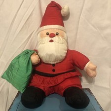 VTG 1990s Parachute Puffy Santa Claus Nylon Christmas Decor Good 20 Tall 17 W