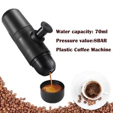 70ml Portable Mini Espresso Coffee Maker Black Plastic Handheld for Travel