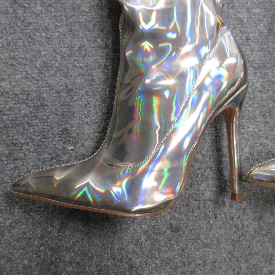 Botas hasta el muslo Lemon Drop by Privileged Feather para mujer 7 doradas metálicas plateadas Foto 2 de 4