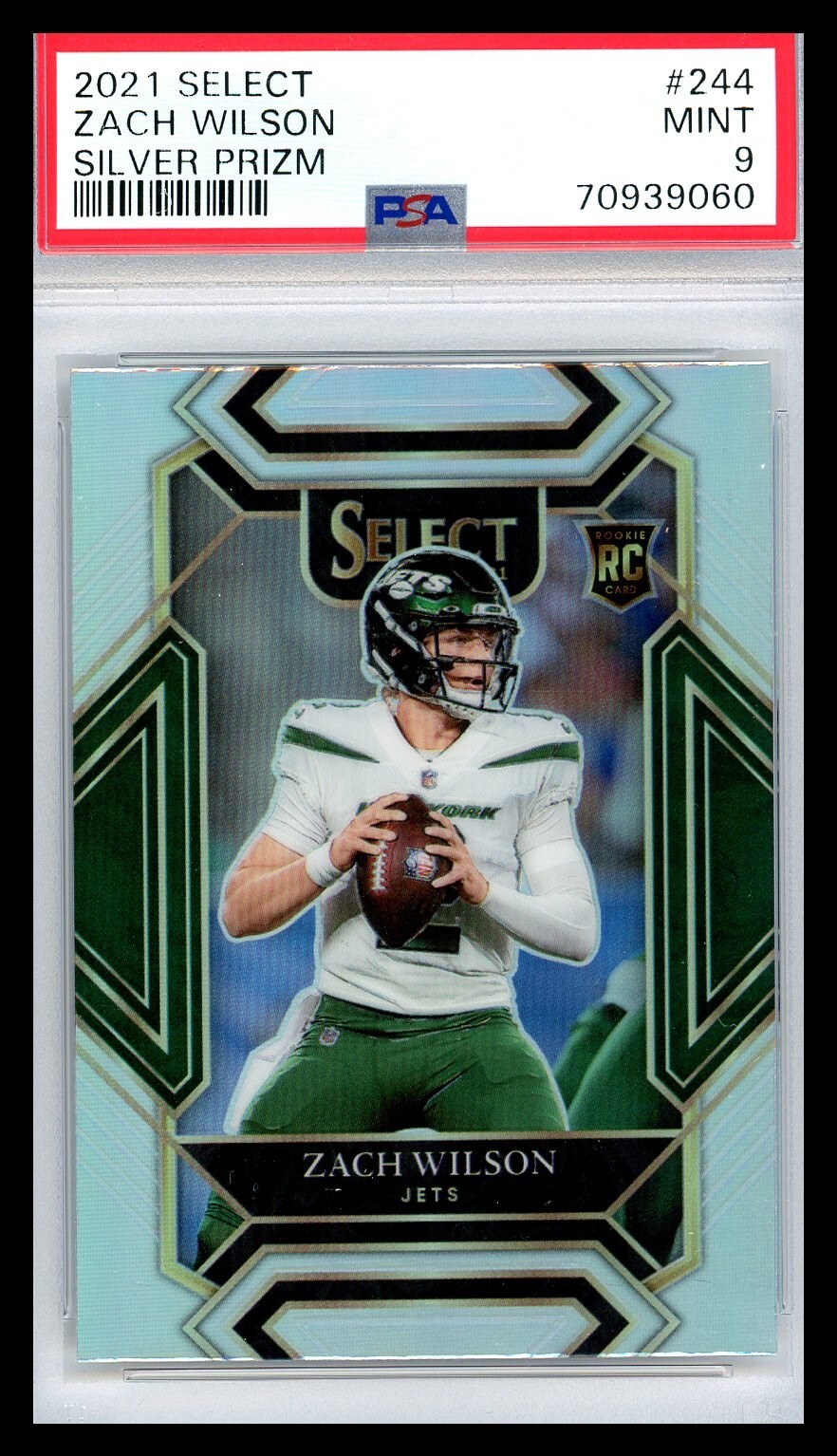 2021 Panini Select Club Level #244 Zach Wilson RC Silver Prizm PSA 9 MINT