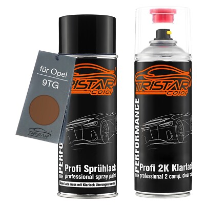 Autolack 2K Spraydosen Set für Opel 9TG Nussbraun Nut Brown Basis 2K Klarlack