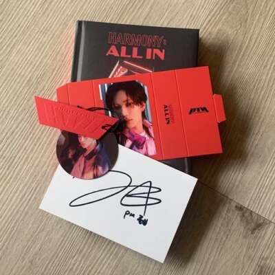 P1harmony offcial HARMONY : ALL IN ALBUM hello82 SIGNED postcard
