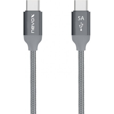Nevox Cable USB-C auf USB-C 0,5m Datenkabel grau 20V/5A (100W) PD USB 2.0 extern