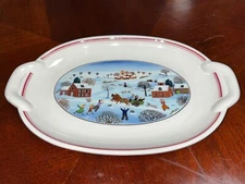 Villeroy & Boch Design Naif Christmas Laplau 10.25" Oval Handled Porcelain Dish