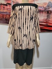 Joseph Magnin Nora Noh Vintage Size 12 Taupe Black Silk Women's Dress #C