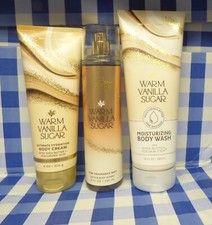 Bath and Body Works Warm Vanilla Sugar lot of 3 Cream Mist Moisturizing Wash