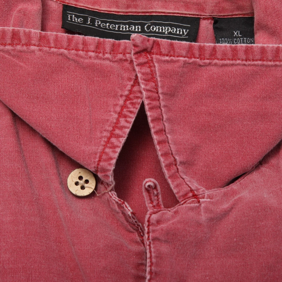 The J Peterman Company Shirt Mens Extra Large Red Floral Loop Collar Camp - Image 4 of 4