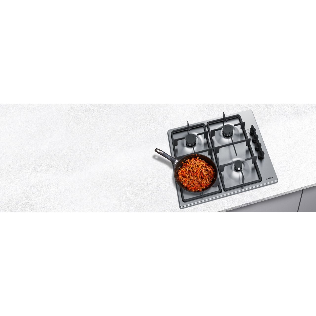 Bosch PBH6B5B60 Series 2 Built In 58cm 4 Burners Brushed Steel Gas Hob