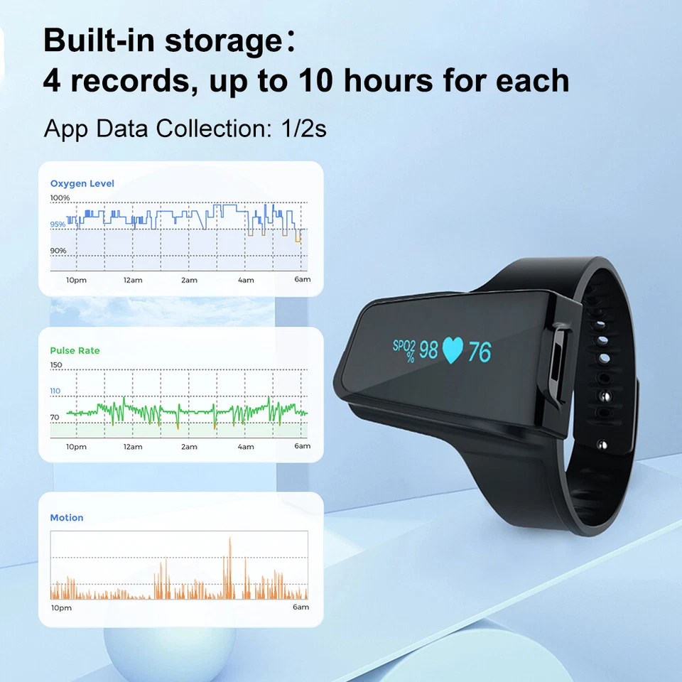 Wellue O2 Max with O2 Ring Probe 72 Hours Continuous Pulse Oximeter Dual alarm - Image 4 of 4