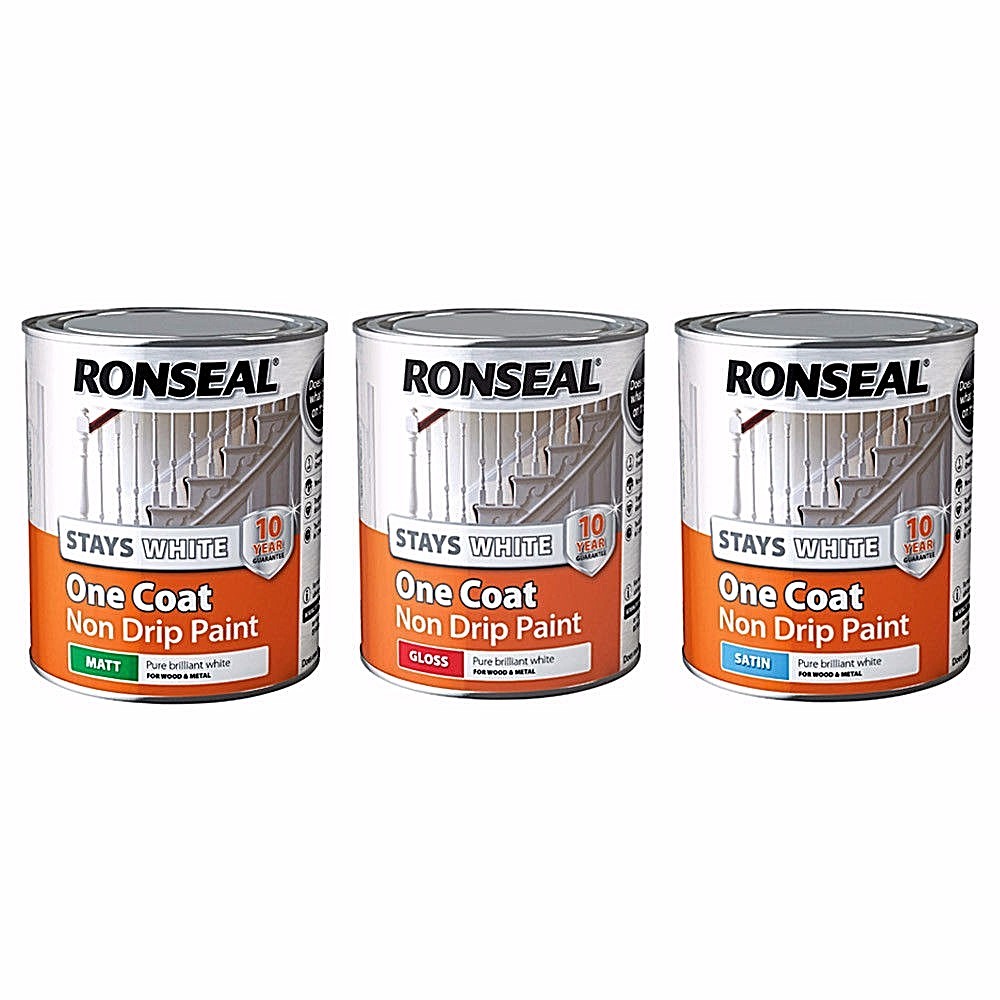 Ronseal Stays White One Coat Non Drip Paint 750ml All Finishes