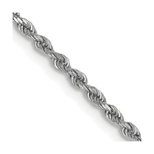 16" 14K White Gold 1.5mm Diamond-Cut Rope Chain Necklace