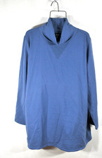 Jones New York Signature Knit Top XL Long Sleeve Mineral Blue NWT