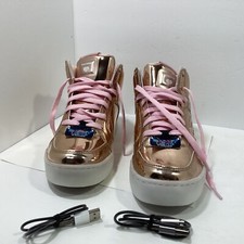 Girls Skechers Energy Lights Youth Sz 5 Rose Gold Pink Light Up HiTop Sneakers 