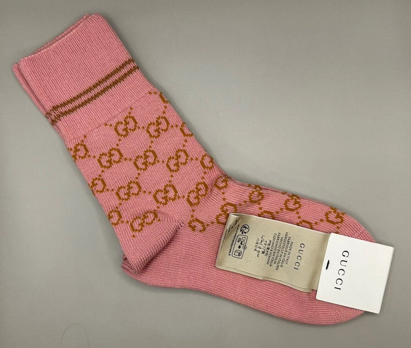 Chaussettes femme Gucci GG Supreme rose/beige taille M 9 (20 22 cm) authentiques