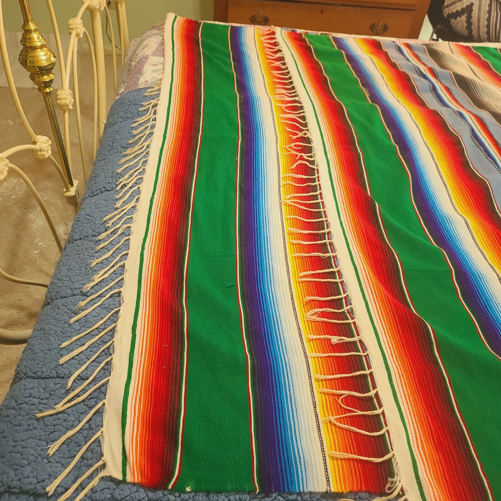 Vintage Mexican Serape Saltillo Blanket Woven Southwest Wool 90 X 64" w