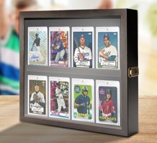 Graded Trading Card Display Case 8 Pcs Sport Baseball PSA Slab Wood Glass Frame
