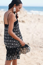 NWT By Anthropologie Sheer Embroidered Mini Dress size M