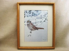 Vintage Bird Watercolor Fine Art Print Framed Nature Art Wildlife Wall Art