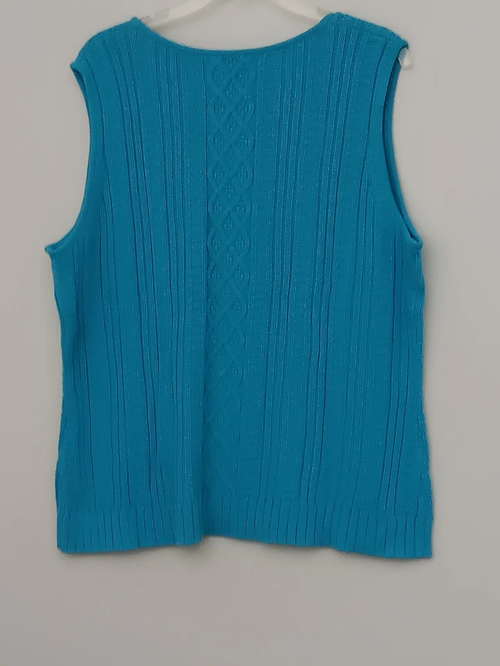 Dialogue 2 Piezas Cárdigan Mujer Talla 2X Conjunto Suéter y Tanque Tejido con Cable Usado Foto 3 de 4