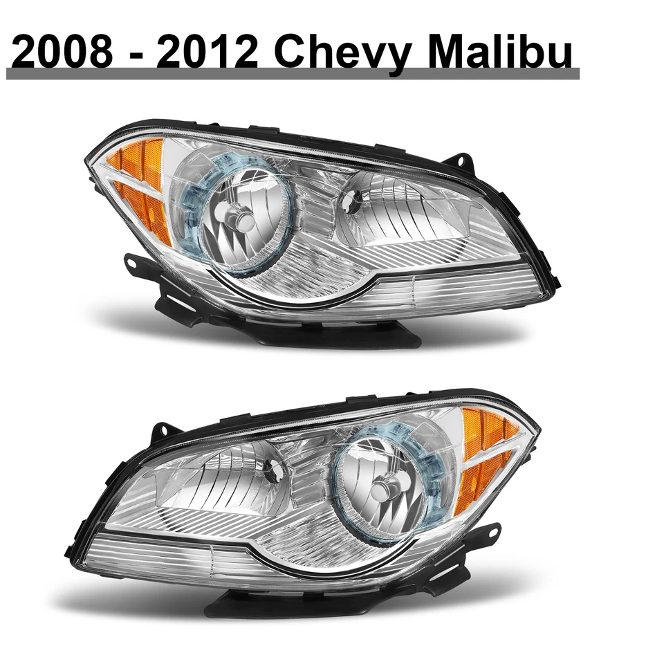 Headlights For 2008-2012 Chevy Malibu Sedan 4-Door Headlamps Left+Right Pair Foto 2 de 4