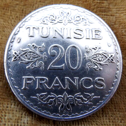 20 Francs AH1353 1934 Tunisia Silver Coin