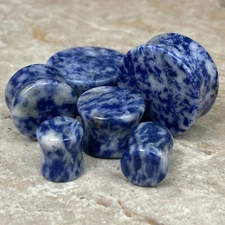 Pair of Blue Lapis Stone Double Flare Plugs gauges