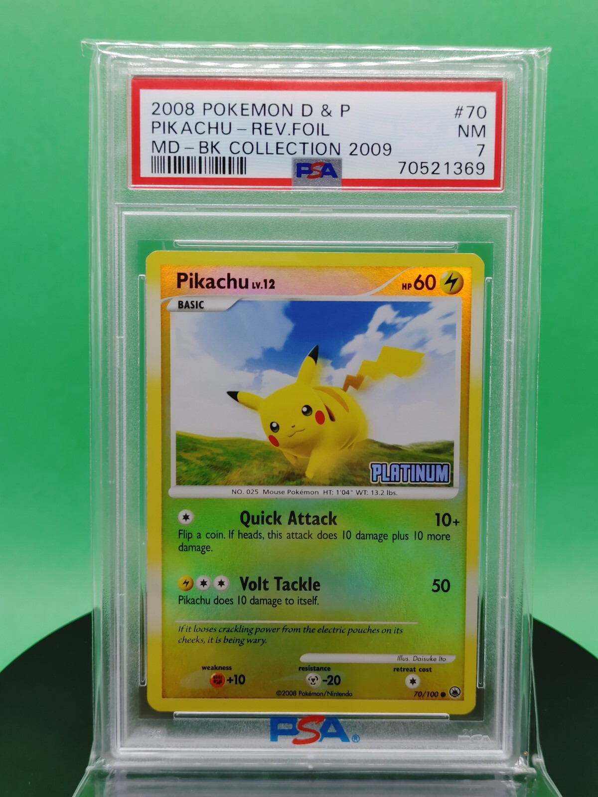 PSA 7 Pikachu 70 Burger King Platinum Stamp Reverse Holo 2009 English Pokemon
