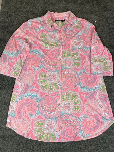 Lauren Ralph Lauren  Women's Logo Sleepshirt 3/4 Sleeve Size XL