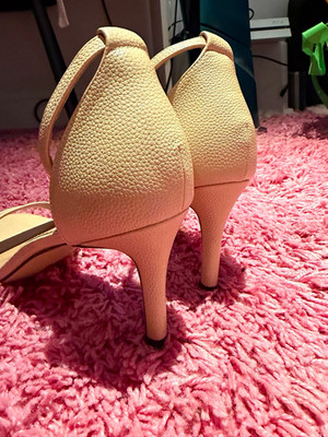 Damen Pumps Beige Peeptoe mit Knöchelriemen Schnalle Stiletto hoch EU 41