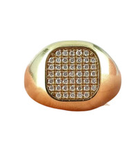 Taille 9 US 14K Or Homme Large Chevalière Ensemble Pavé Naturel Diamants 0.45