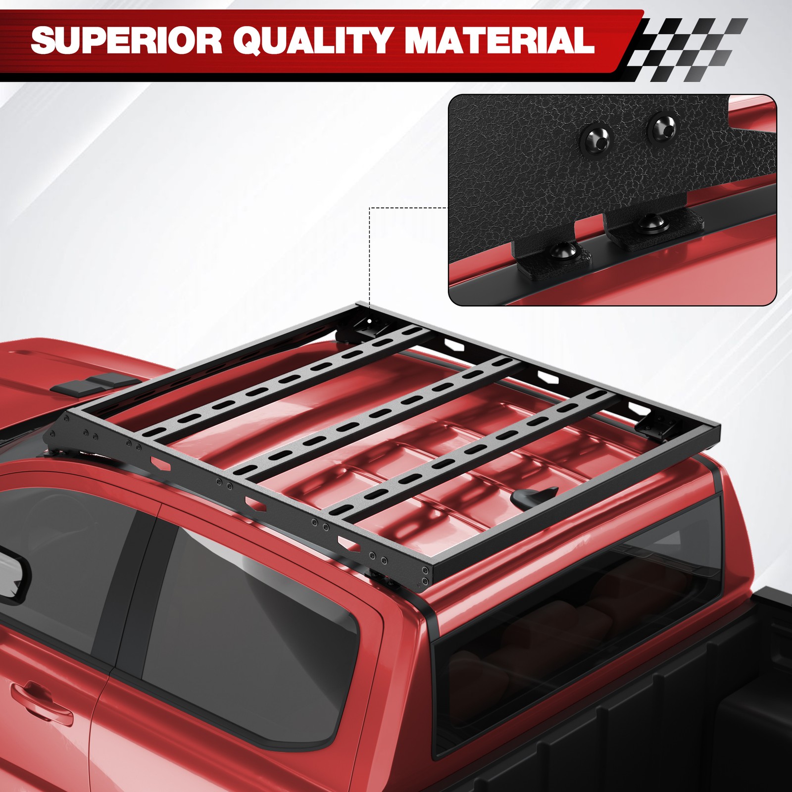 800LBS Steel Roof Rack Cargo Basket For Ford Ranger 2019-2025 Crew Cab