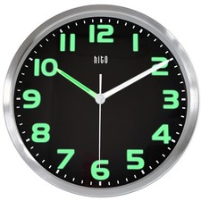10 Inch Night Light Wall Clock 10 inch silver Hands  Numbers Illuminate