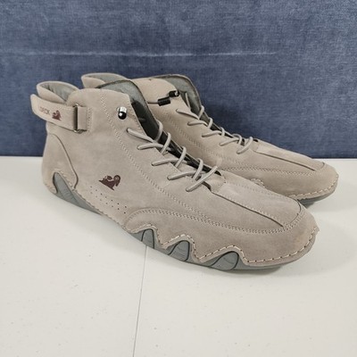 Mens Shoes LDeck Gray Handmade Suede High Top Boots Non-Slip Size 13