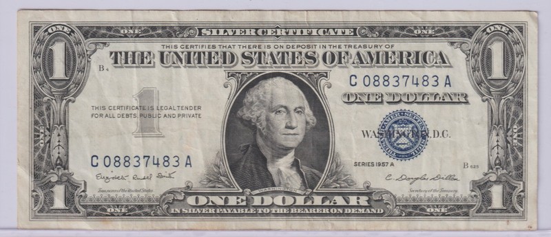 1957 Silver Certificate US Dollar Bill Blue Seal Note Rare FANCY SERIAL NUMBER🔥