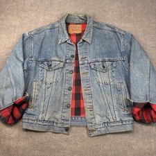 Vintage Levis Jacket Mens S 70417 Denim Trucker 90s USA Made Plaid Flannel Lined