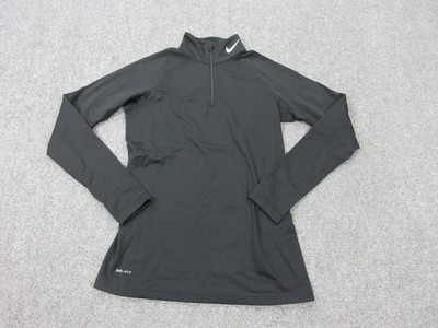 Nike Pro Combat Shirt Womens Medium Black Dri-FIT 1/4 Zip Fitted Top Athletic