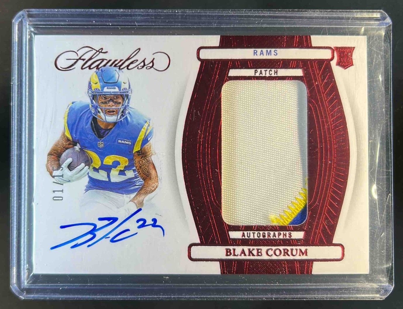 Blake Corum Panini Flawless Rookie Patch Autographs #RPABCM Ruby