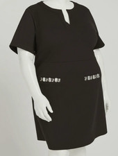 Tommy Hilfiger Plus Size Split-Neck Beaded-Po Black Size 16W $129