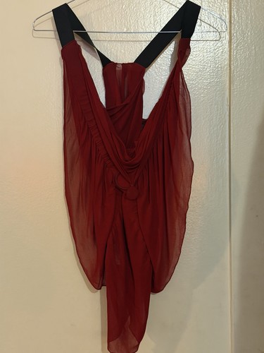 AEFFE spa Alberta Ferretti Deep Red Chiffon Blouse size 6