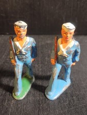 BARCLAY MANOIL VINTAGE 1930s LEAD TOY NAVY MARCHING SAILORS LOT 2 LARGE 3" SIZE