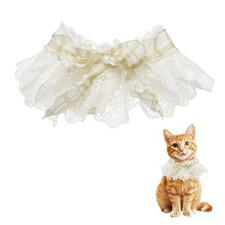 Cat Lace Pet Collar, Cute Cat Collar Ruffle for Dogs Kitten Khaki, S 