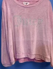 🩷JUICY COUTURE Pajama Size L Sleepwear Velour Long Sleeve Top Pink🩷