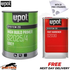 UPol 2K High Build Paint Primer GREY S2025 +S2030 Fast Hardener 5L KIT+ Strainer