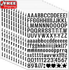 15 Sheet Small Letter Stickers - 1/2 Inch Black Vinyl Self Adhesive Alphabet Num