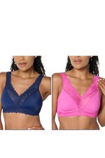 Breezies Womens 2pk Lace Soft Support Bras Na...