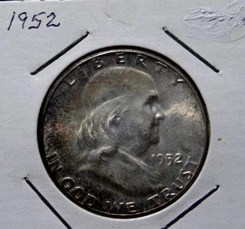 1952 P Franklin Half Dollar BU Toned US 50 Cent Coin