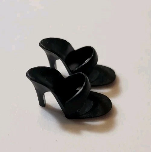 BARBIE HEELS 1960 SOLO IN THE SPOTLIGHT BLACK MULES REPRODUCTION DOLL SHOES - Image 2 of 3